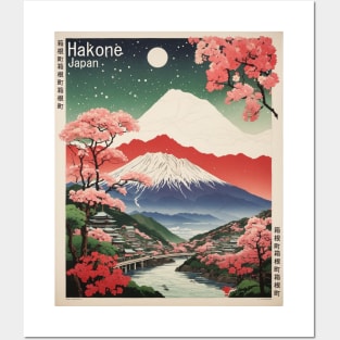 Hakone Japan Mt. Fuji Cherry Blossom Vintage Tourism Travel Poster Posters and Art